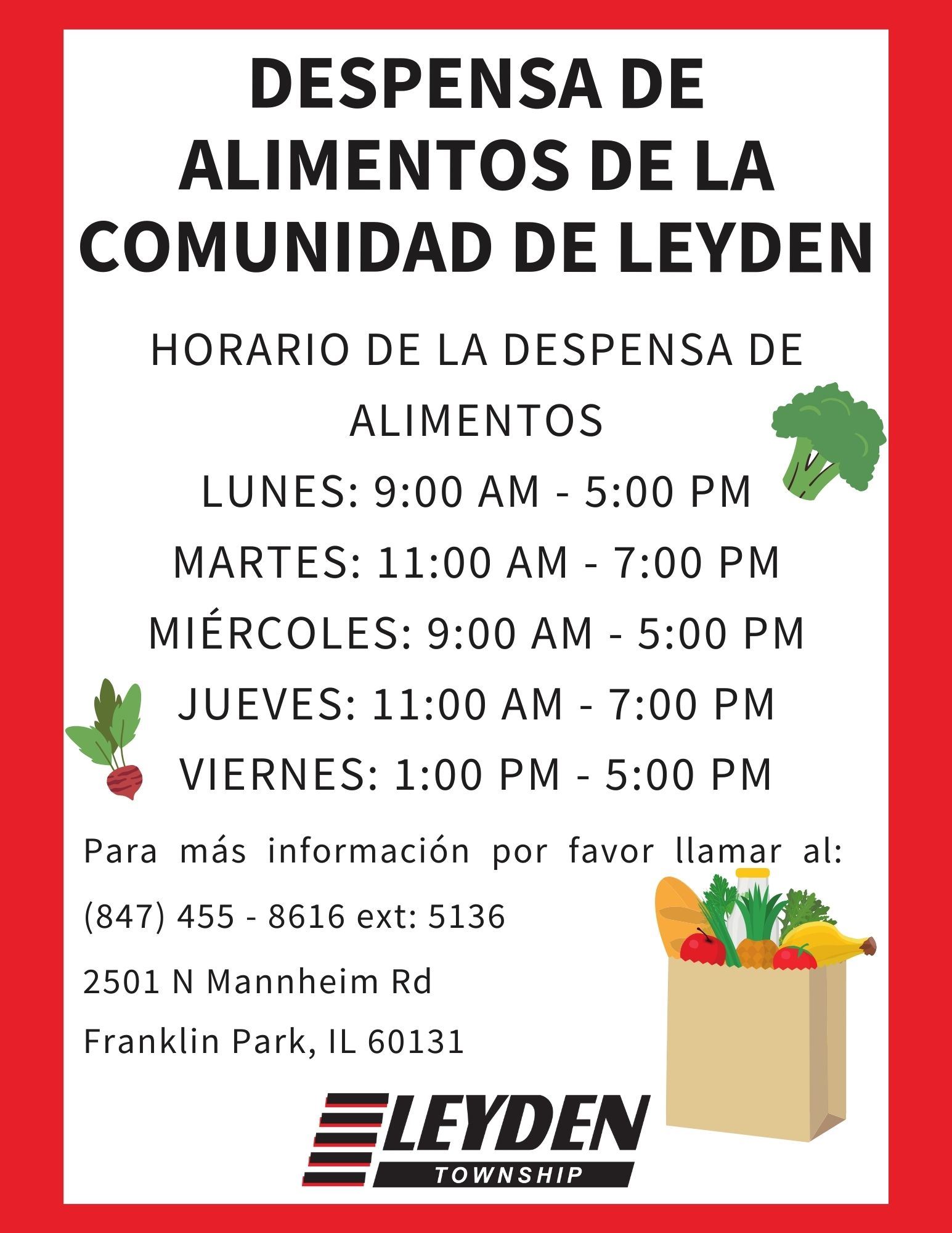 Food Pantry Hours Spanish 